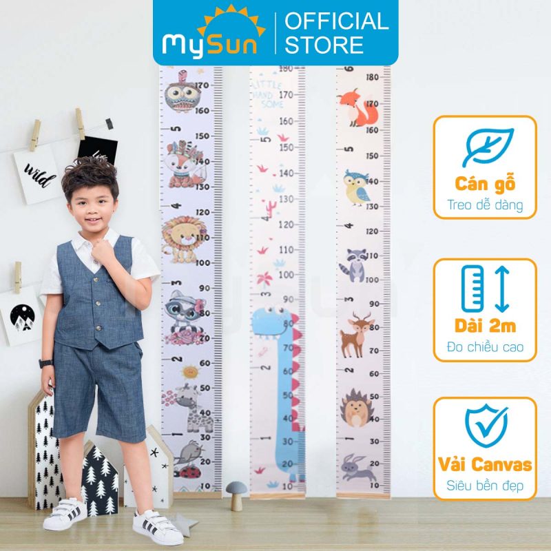 Bảng thước đo chiều cao 2m cho bé trai gái không decal dán tường