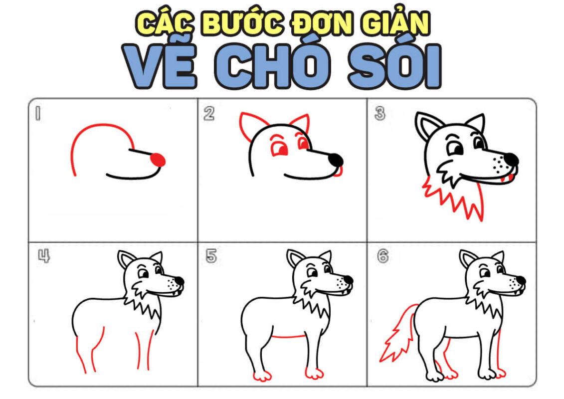cách vẽ hình con chó sói đơn giản nhất