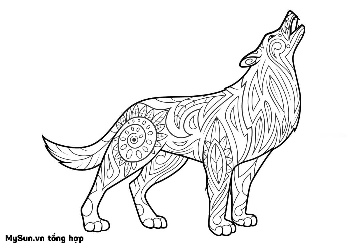 Tranh Tô Màu Và Cách Vẽ Hình Con Chó Sói Cute Đẹp Đơn Giản Nhất - Bài 8