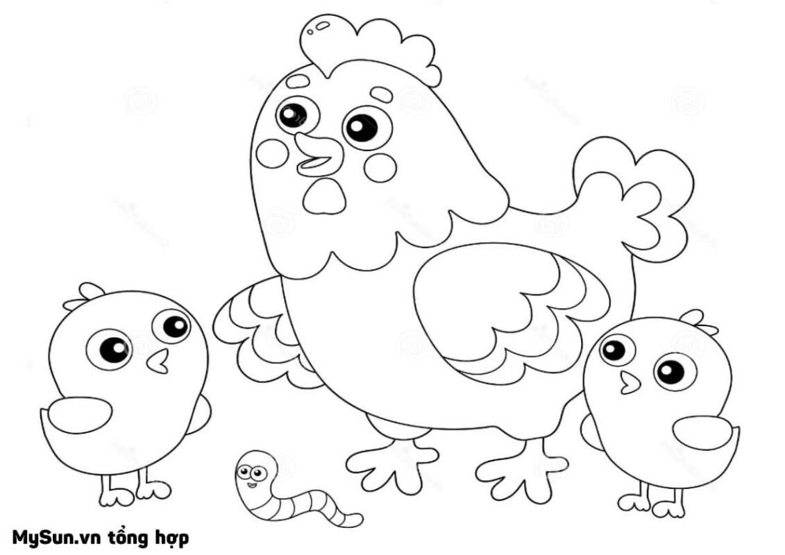 vẽ đàn gà con gà mẹ đơn giản nhất