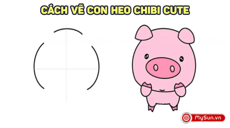 Cách vẽ tô màu ảnh hoạt hình con heo (lợn) mập chibi cute dễ thương 🐽
