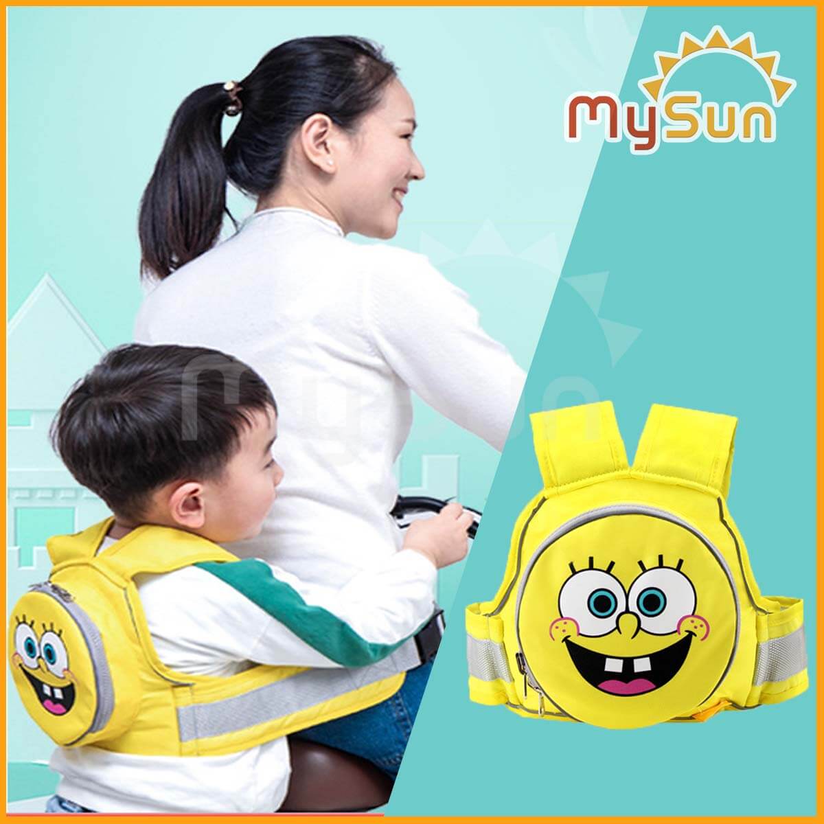 dây đai yếm cho trẻ em bé ngồi trước sau an toàn có túi đựng chính hãng MySun