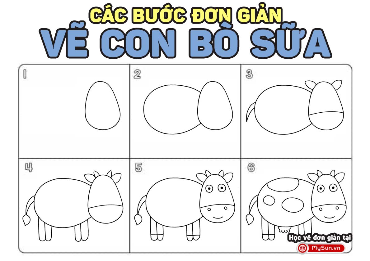 Vẽ Bò Sữa Cute  How To Draw A Cute Milk Cow  Draw Animals 9  YouTube