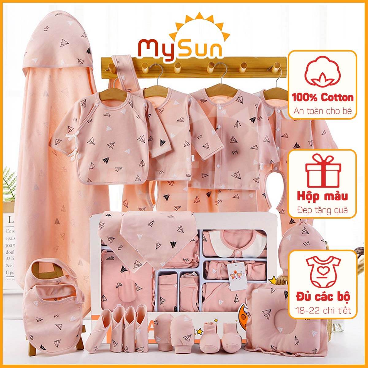 set bộ đồ quần áo thời trang trẻ em sơ sinh cho bé trai gái 0 12 tháng mysun