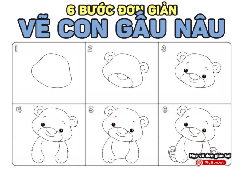 Cách vẽ tô màu tranh ảnh hình con GẤU đẹp, dễ thương đơn giản