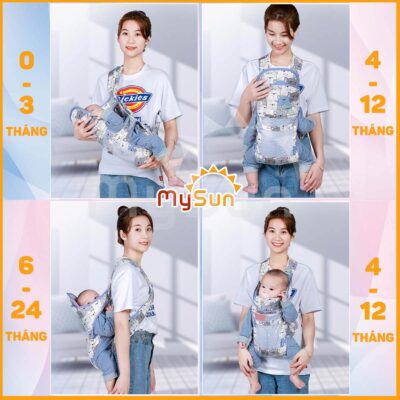 đai địu 4 tư thế cho trẻ em bé sơ sinh đa năng