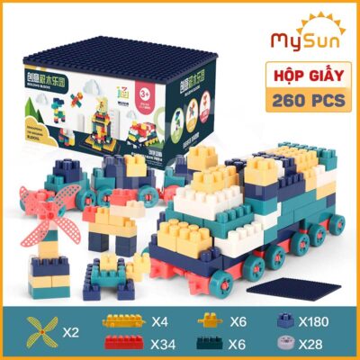 bộ đồ trò chơi 260 chi tiết lego xếp hình nhà lâu đài thành phố city