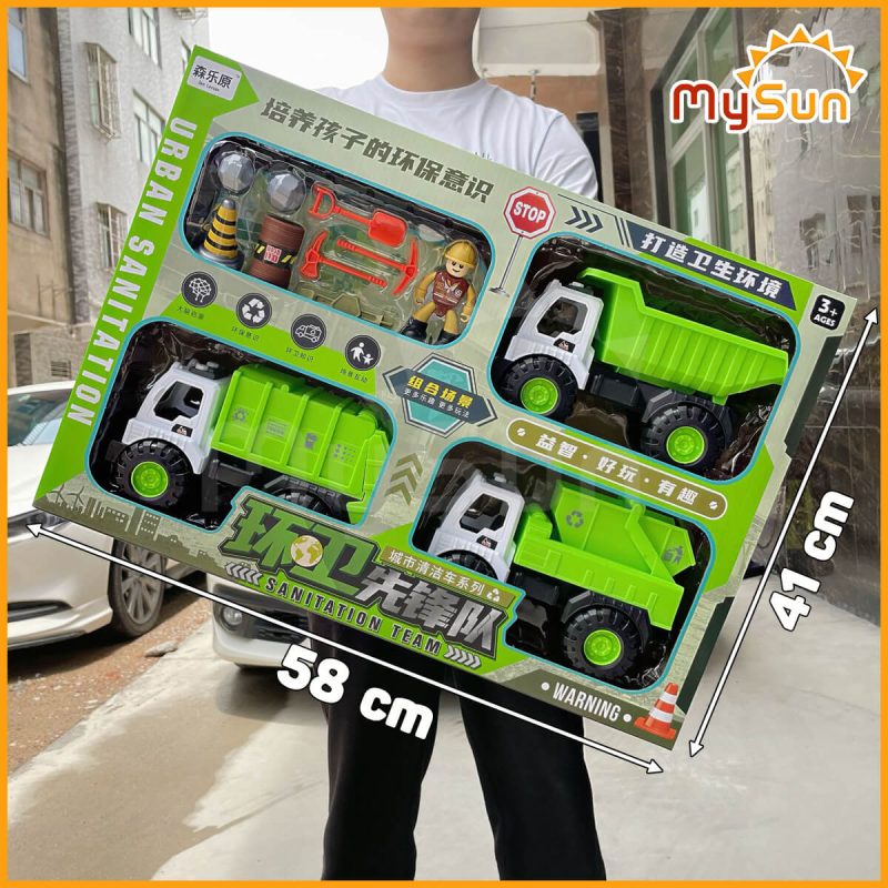 set 3 xe chở rác vệ sinh bảo vệ môi trường cho bé học hỏi