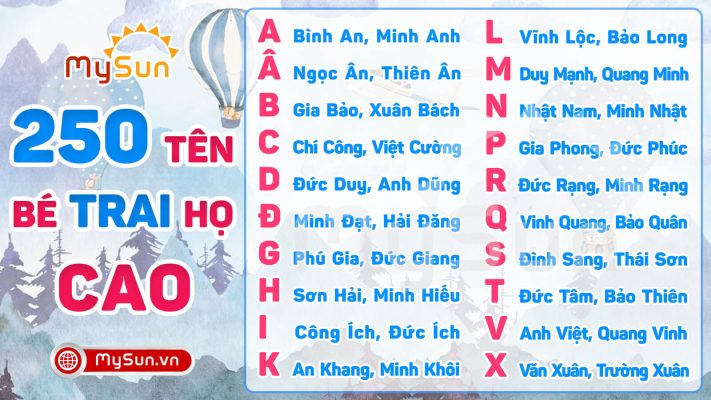 Đặt tên hay cho bé trai họ Cao 3 chữ 4 chữ đẹp ý nghĩa nhất