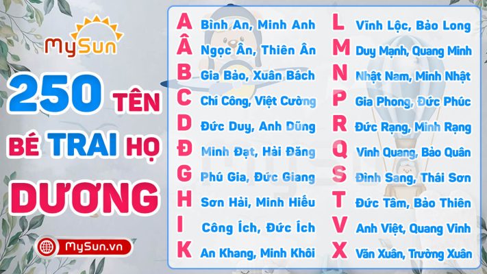 Đặt tên hay cho bé trai họ Dương 3 chữ 4 chữ đẹp ý nghĩa nhất