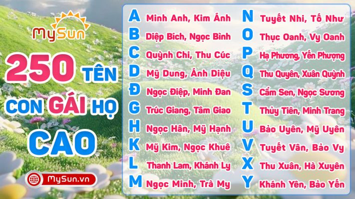 Đặt tên cho con gái đẹp họ Cao 3 chữ 4 chữ hay ý nghĩa nhất