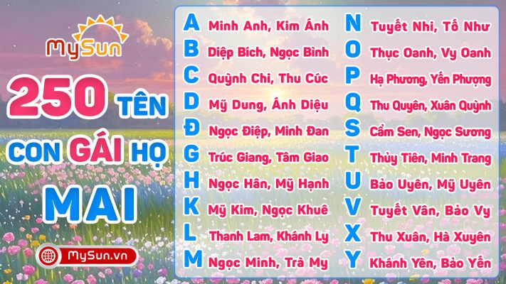 Đặt tên cho con gái đẹp họ Mai 3 chữ 4 chữ hay ý nghĩa nhất