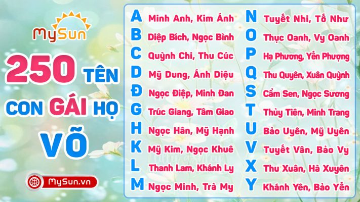 Đặt tên cho con gái đẹp họ Võ 3 chữ 4 chữ hay ý nghĩa nhất