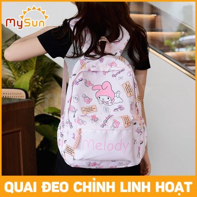Balo học sinh tiểu học Hello Kitty cho bé gái đi học quai đeo linh hoạt