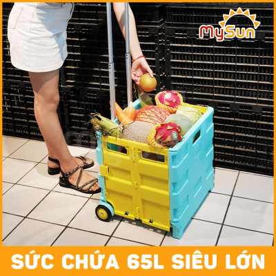 xe đẩy kéo đựng đồ đa năng đi chợ siêu thi du lịch gấp gọn ngăn chứa 65l