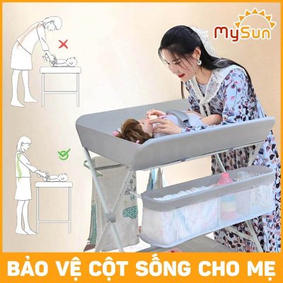 bàn thay tã bỉm điều chỉnh độ cao cho mẹ