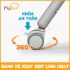 bánh xe của bàn thay tã cho em bé xoay 360 độ khóa an toàn