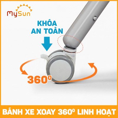 bánh xe của bàn thay tã cho em bé xoay 360 độ khóa an toàn