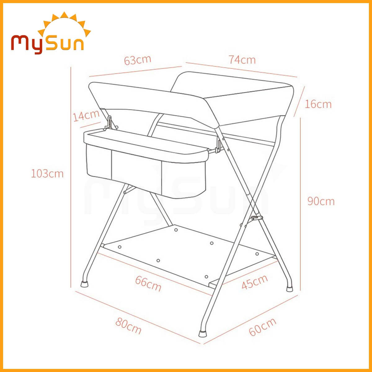 kích thước bàn thay tã bỉm cho em bé