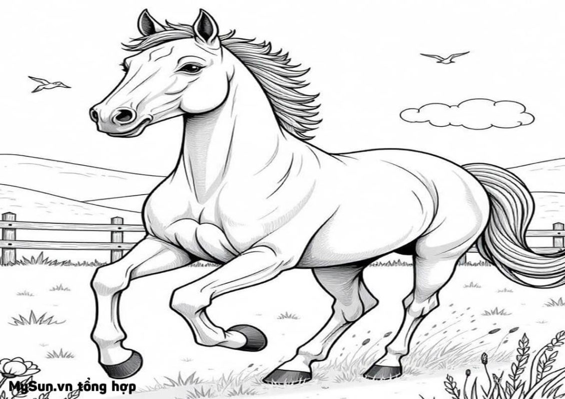 hình tô màu con ngựa dễ thương giúp bé phát triển sáng tạo