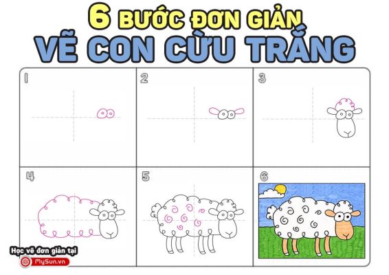 cách vẽ con cừu cute đơn giản nhất