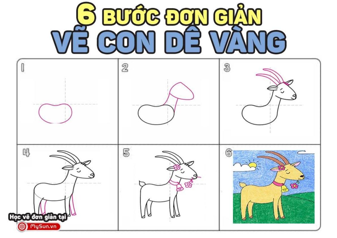 cách vẽ con dê đơn giản đẹp nhất