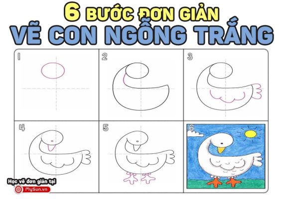 cách vẽ con ngỗng cute đơn giản nhất