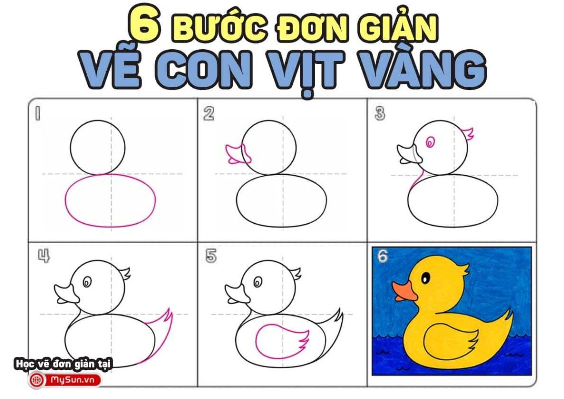 cách vẽ hình con vịt dễ thương cute đơn giản nhất