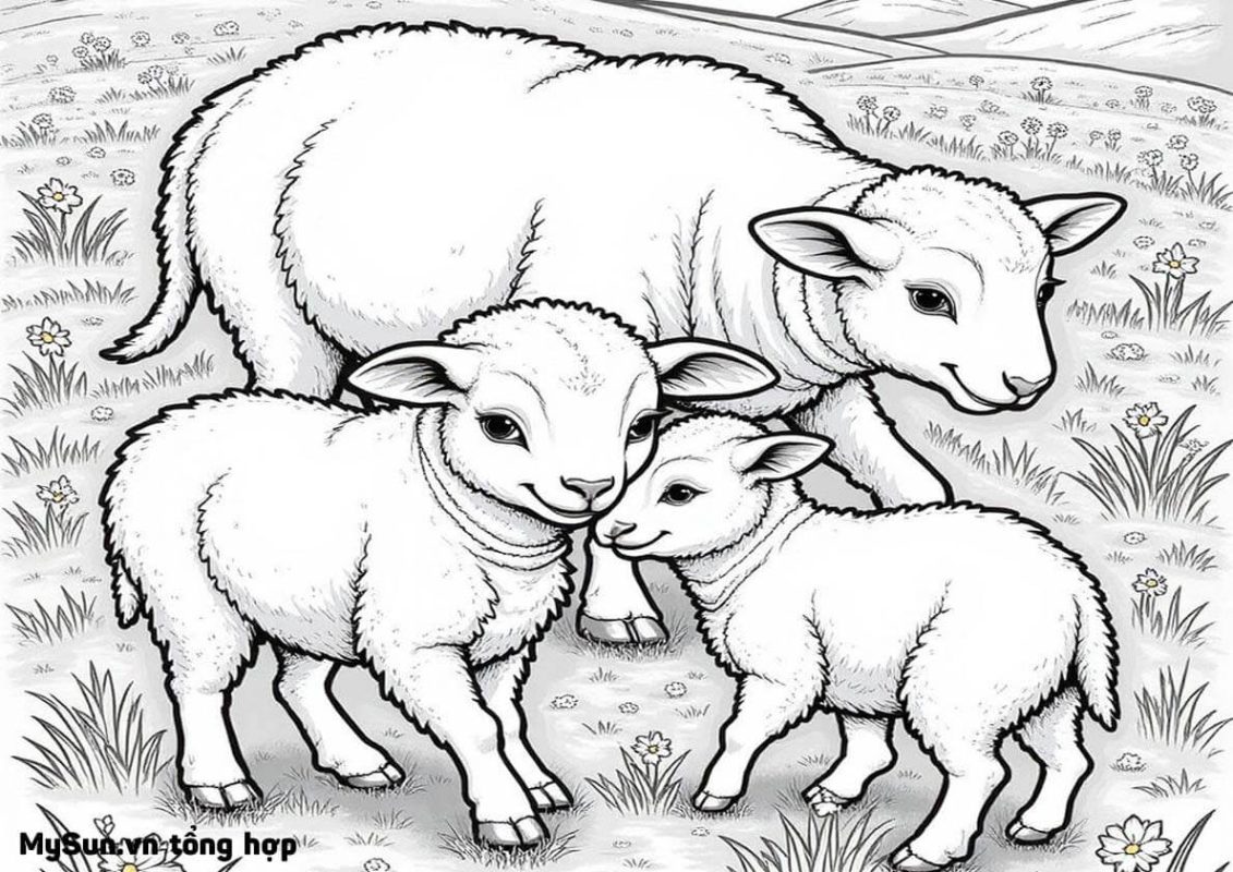 hình tô màu con cừu đơn giản
