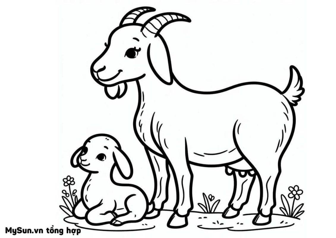hình tô màu con dê đơn giản