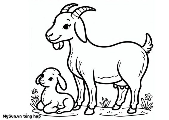Cách vẽ hình, tô màu tranh con Dê cute đẹp đơn giản nhất