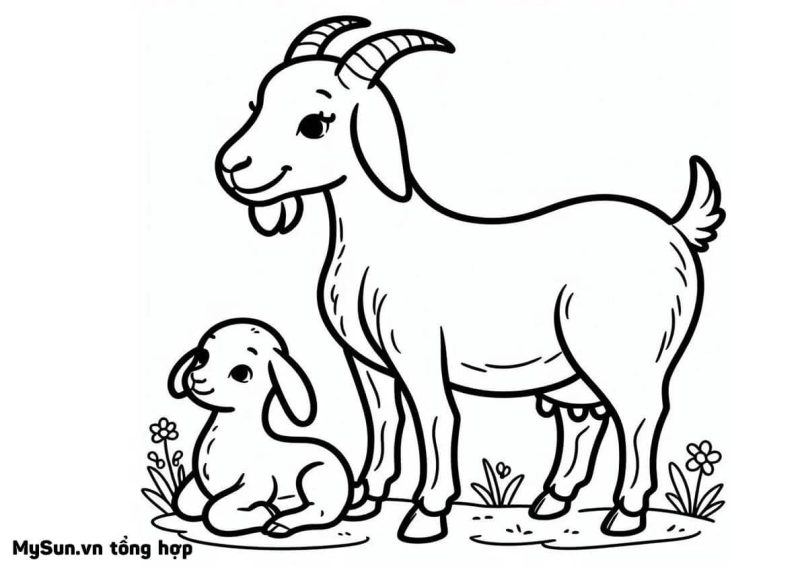 Cách vẽ hình, tô màu tranh con Dê cute đẹp đơn giản nhất