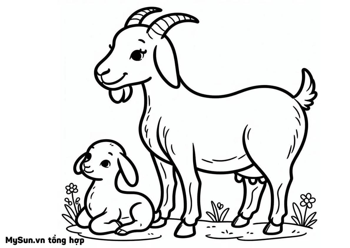 Cách vẽ hình, tô màu tranh con Dê cute đẹp đơn giản nhất