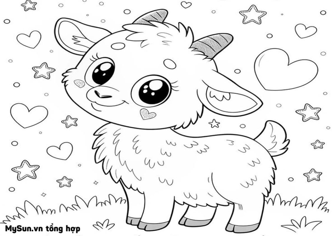 hình vẽ con dê cute dễ thương