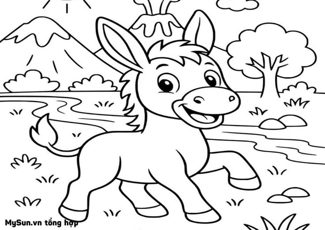 hình vẽ con lừa cute dễ thương