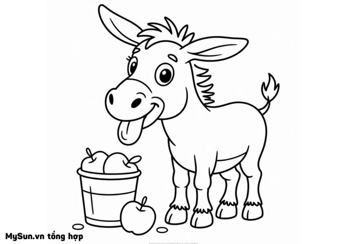 tranh tô màu con lừa dễ thương