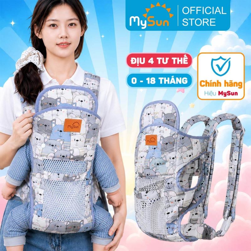 địu em bé sơ sinh 4 tư thế đa năng mysun 4way chính hãng cao cấp giá rẻ
