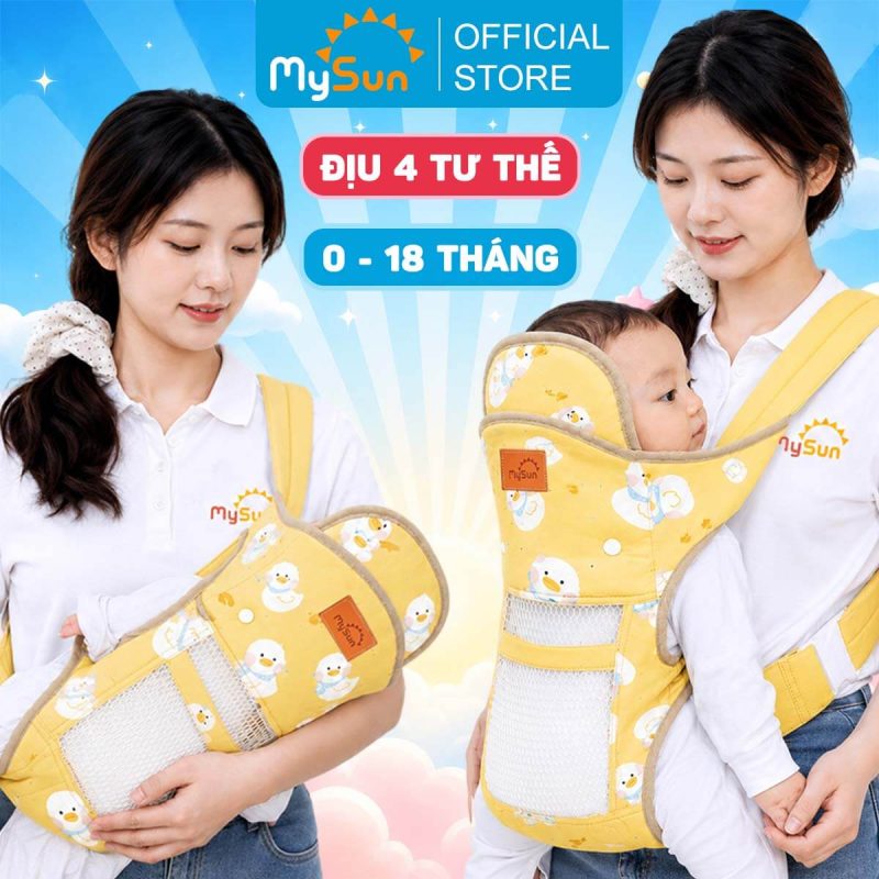 địu điệu em bé sơ sinh 4 tư thế cho trẻ 0 đến 24 tháng tuổi